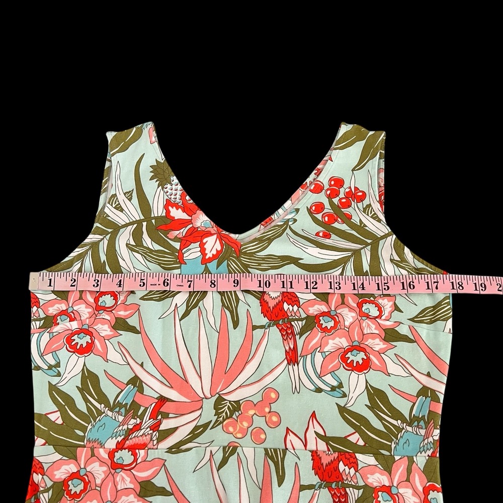 Talbots Coastal Tropical Parrot Floral Size M V-Neck A-Line Maxi Pullover Dress - Picture 6 of 11